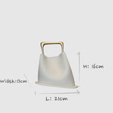 Geometric Artistic Design Metal Handle Leather Bag