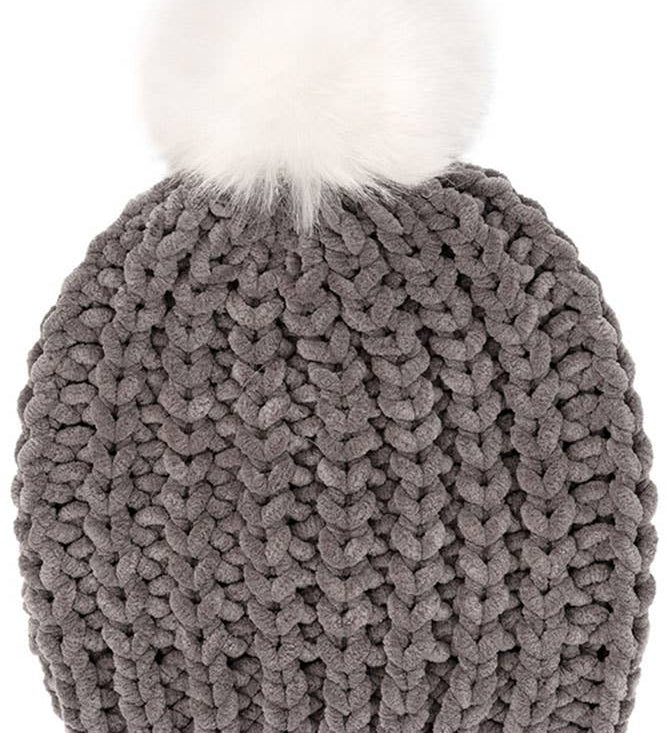 Soft Chenille Chunky Yarn Beanie Hat