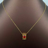 Sparkling Heart Zircon Charm 18K Gold Plated SS Necklace-FGS