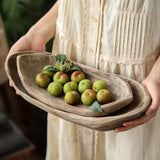 Retro Wooden Boat-Shaped Fruit Platter – Handmade Paulownia Wood Serving Tray