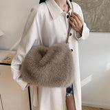 WINTER FAUX FOX FUR ONE SHOULDER FASHION PLUSH BAG
