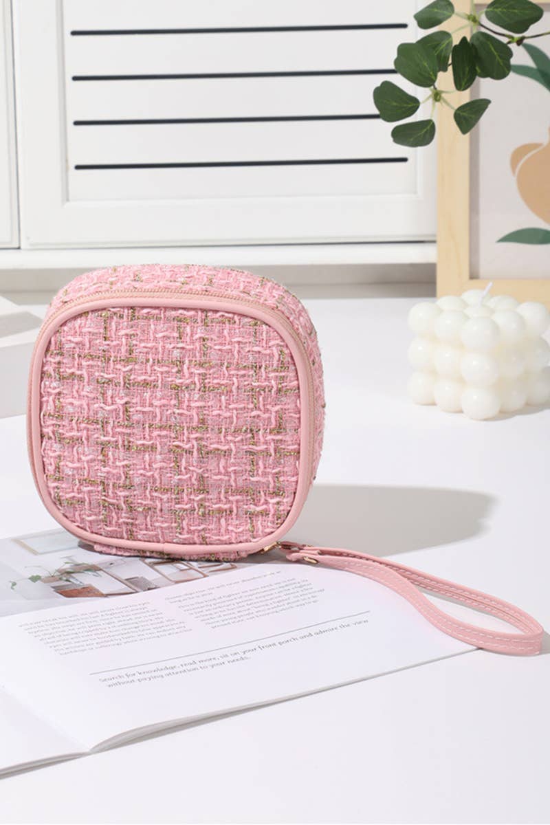 ....SI-26554 Plaid Tweed Cosmetic Makeup Travel Case