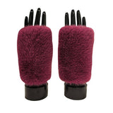Fingerless faux fur mitten / glove with suede grip