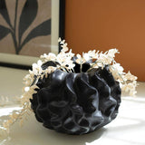 BLACK CORAL CERAMIC VASE 11"d x 8"t