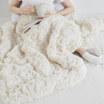 Soft Warm Ruched 50x60" Throw Blanket, Ivory