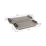 Trays Set of 2 - Black/White Wood Handled, 18/22 in.