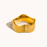 Ivan 18K Gold Non-Tarnish Wavy Ring