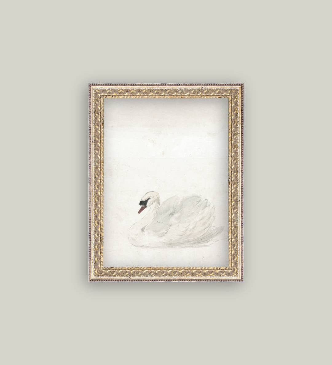 Swan Framed Antique Art