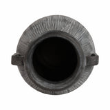 Ceramic Ribbed Texture Weathered Handle Vase - Black, 10 in.
