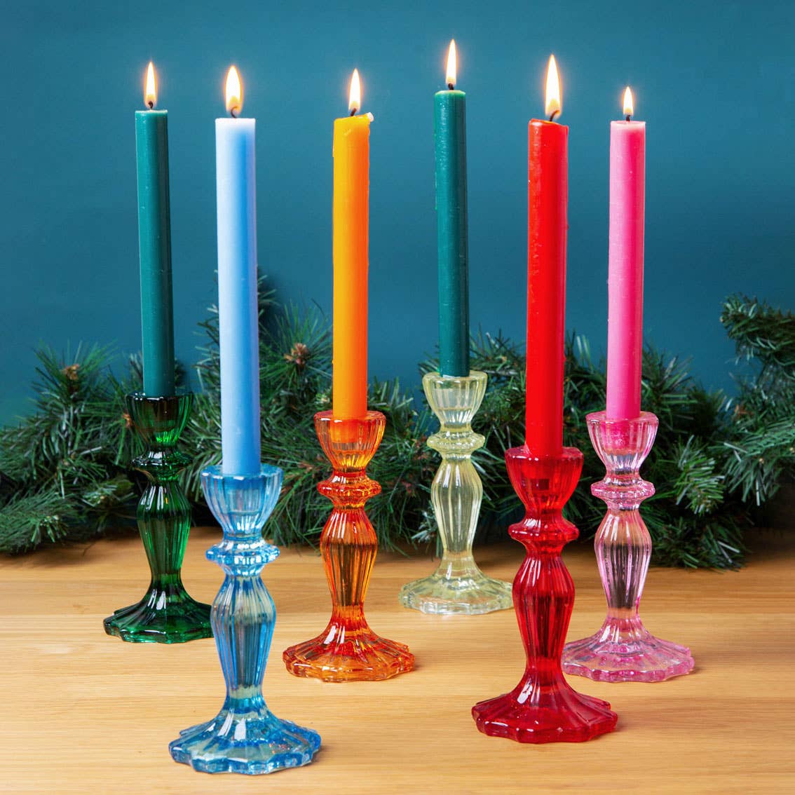 Red Glass Candlestick Holder | Summer | Christmas Decor |