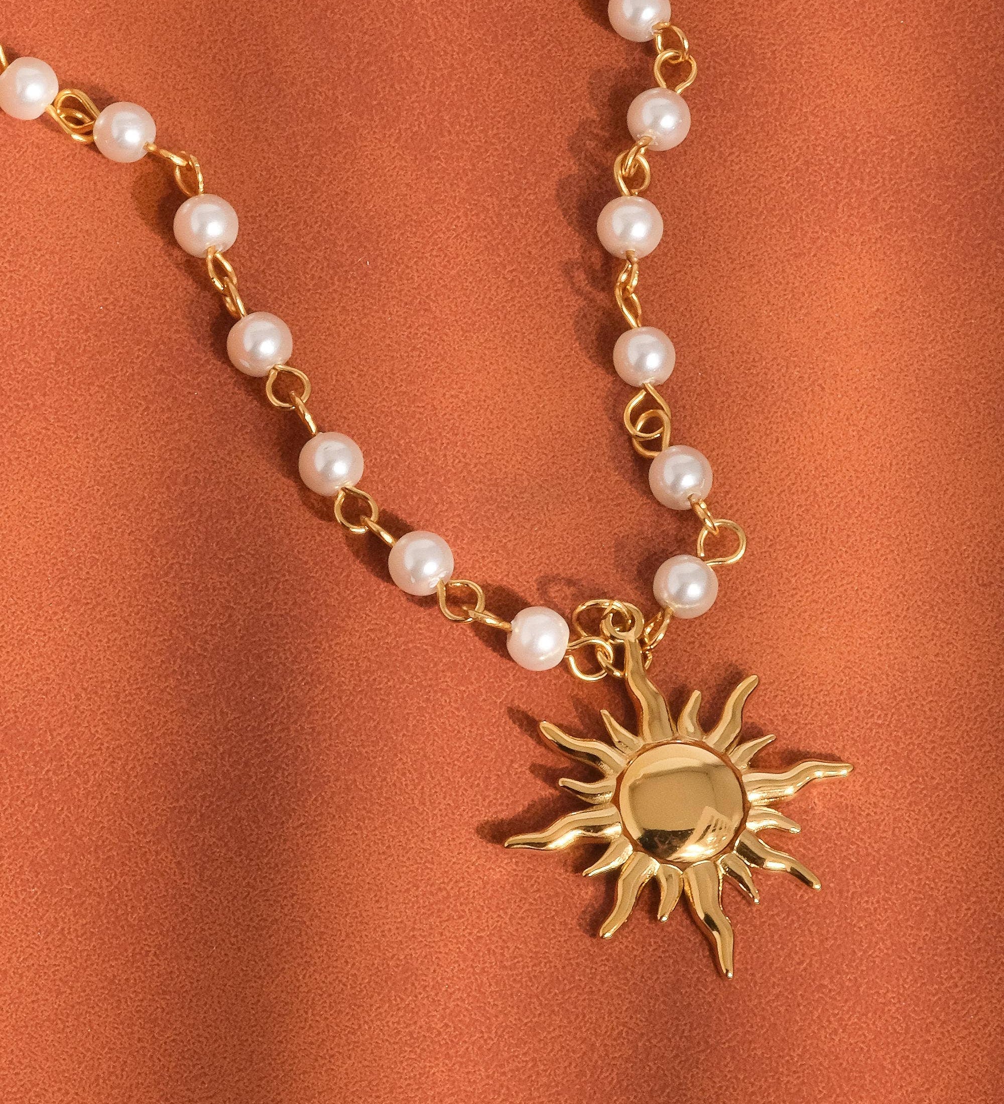 Kalani 18K Gold Non-Tarnish Sun Beaded Necklace