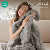 Soft Ruched 50x60" Throw Blanket, Grey