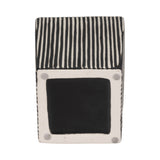 Black/White 8 in. Stoneware Square Vase with Lines