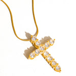 Raeven 18K Gold Non-Tarnish CZ Cross Necklace