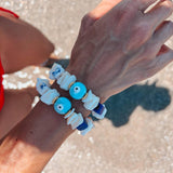 Shell and ceramic beaded summer bracelets