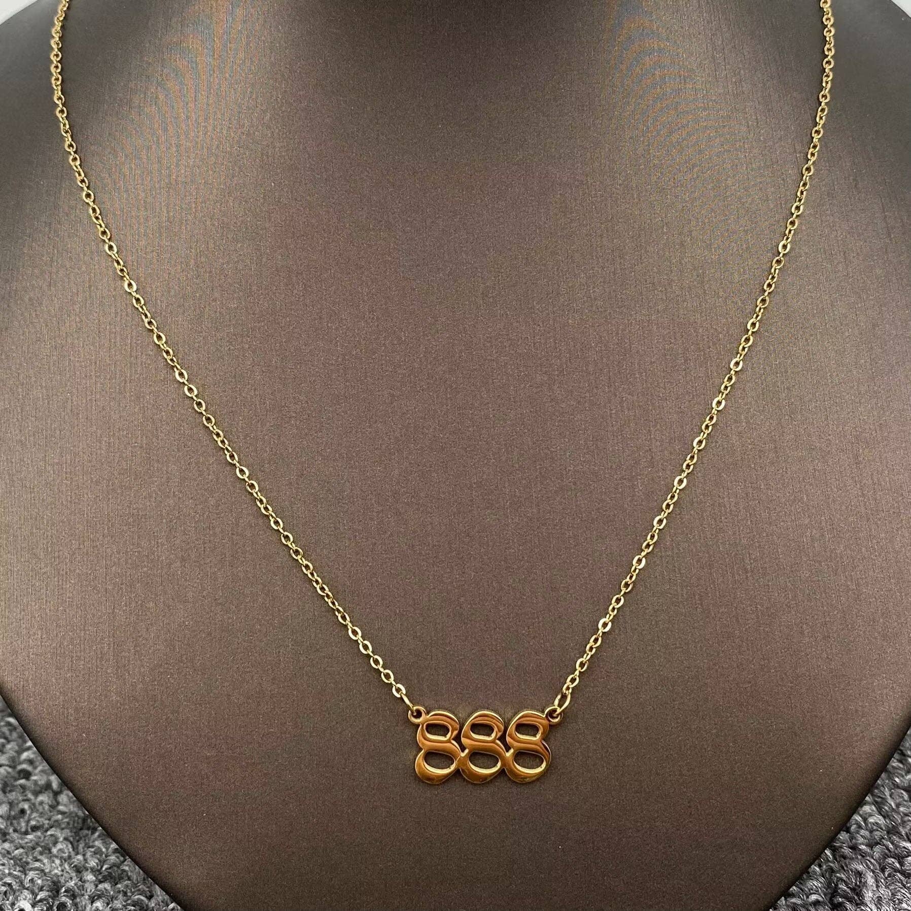 Lucky Numbers 18K Gold Plated Stainless Steel Necklace - FGS