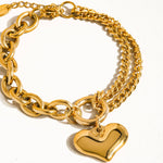 Allure 18K Gold Non-Tarnish Heart Chain Bracelet