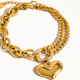 Allure 18K Gold Non-Tarnish Heart Chain Bracelet