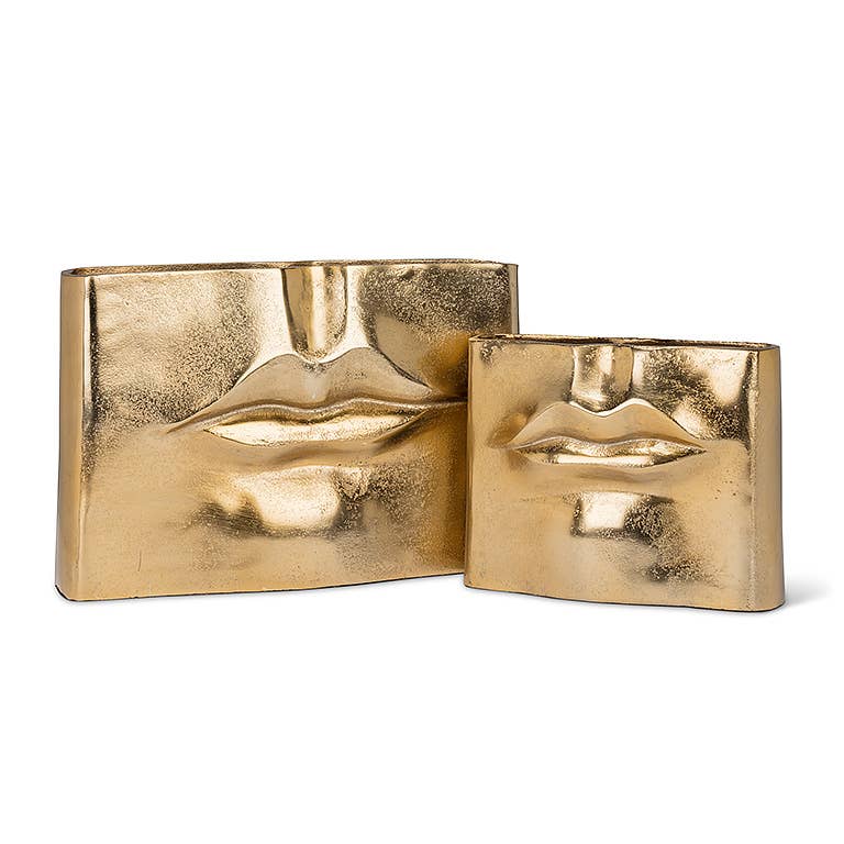 Lg Rectangle Lip Vase-Gold-3x11.5"W-3140
