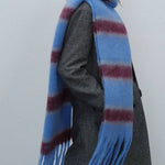 Color Block Striped Simple Tassel Knit Scarve DPS1311