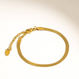 18K Gold Non-Tarnish Flat Snake Chain Necklace & Bracelet