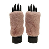 Fingerless faux fur mitten / glove with suede grip