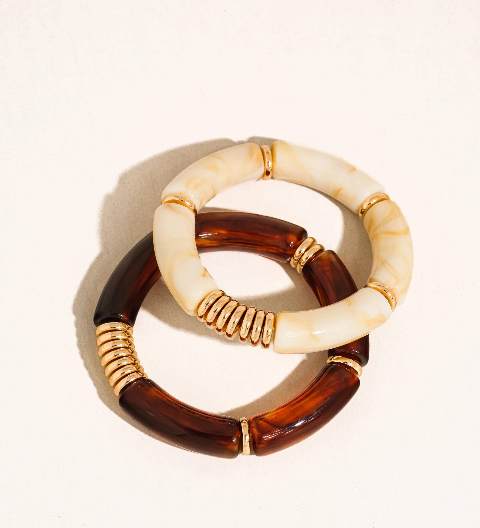 Cove 18K Gold Non-Tarnish Chunky Resin Bangle Set