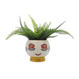 Decorative Planter - Ivory/Yellow Ceramic Artsy Face, 7 in.
