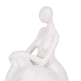 Resin Abstract Sitting Ladies Bookends Set - White, 6 in.