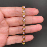Pink Heart Zircon Linked 18K Gold Plated SS Bracelet - FGS
