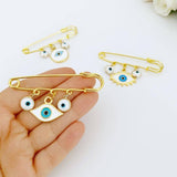 Evil Eye Handmade Safety Pin, Gold Safety Pin for Protection