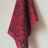Snake Print Bandana In Burgundy And Black