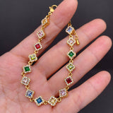 Colored Geometric Zircon 18K Gold Plated SS Bracelet - FGS