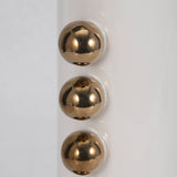 White/Gold 13 in. Stoneware Cylinder with Side Knobs Vase