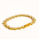 Amity 18K Gold Non-Tarnish Round Rhinestone Bracelet