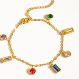 Sydney 18K Gold Non-Tarnish Multi CZ Tassel Bracelet