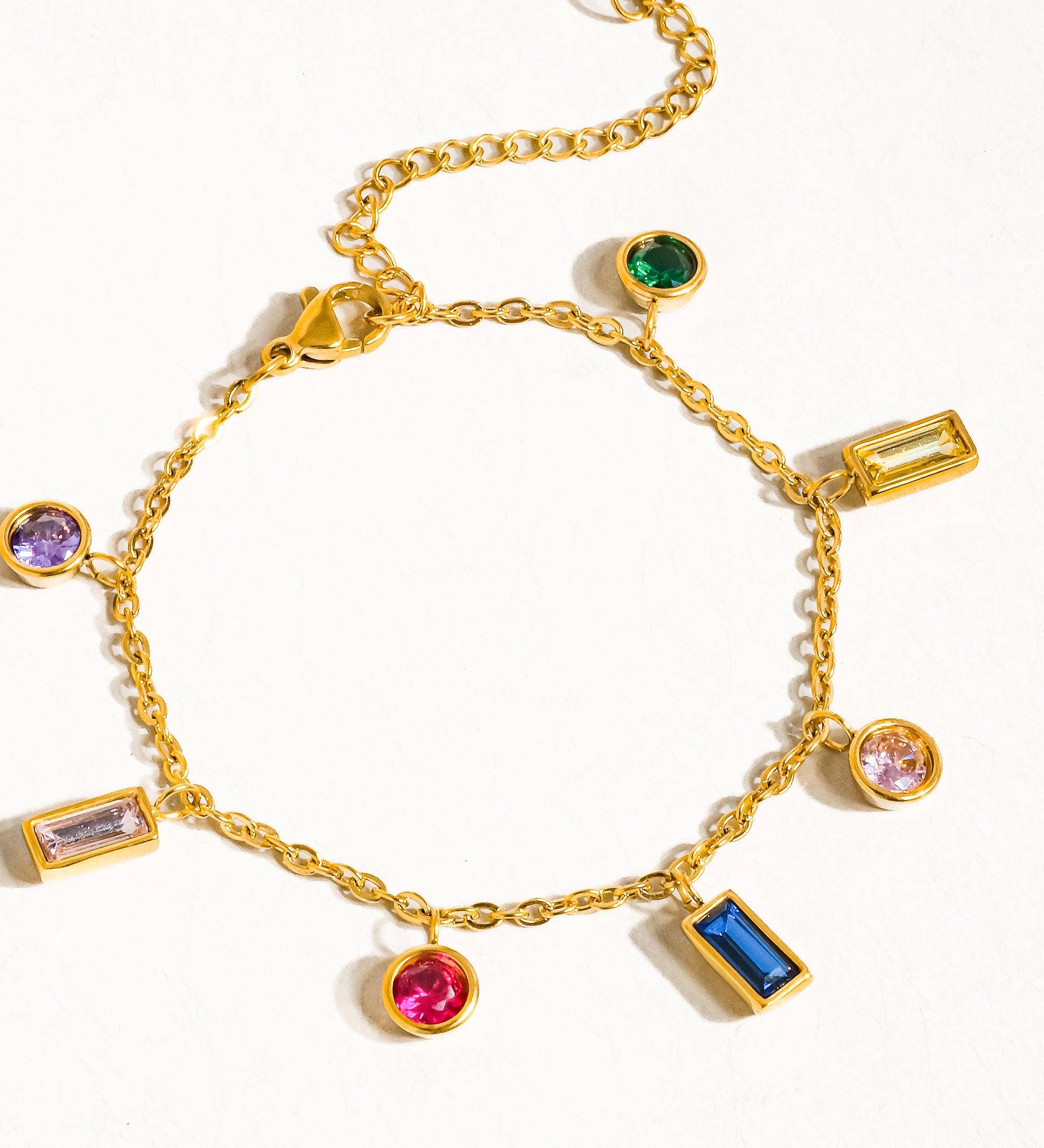 Sydney 18K Gold Non-Tarnish Multi CZ Tassel Bracelet
