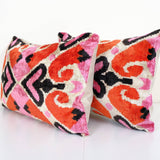 Pink Silk Ikat Velvet Pillow