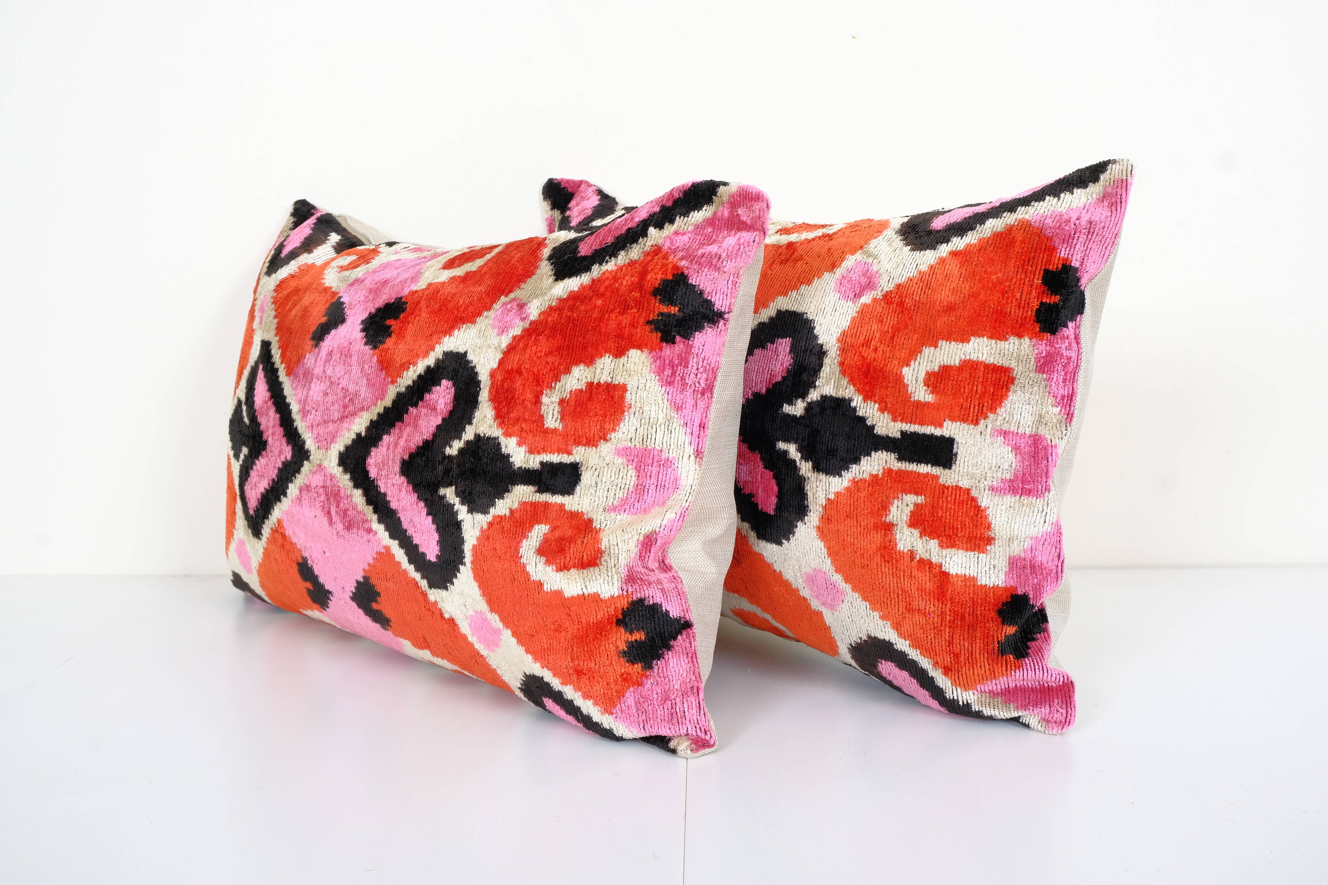 Pink Silk Ikat Velvet Pillow