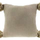 Khaki Chunky Knit Pom Pom Decorative Throw Pillow
