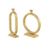 Modern Gold Metal Candle Holder Set