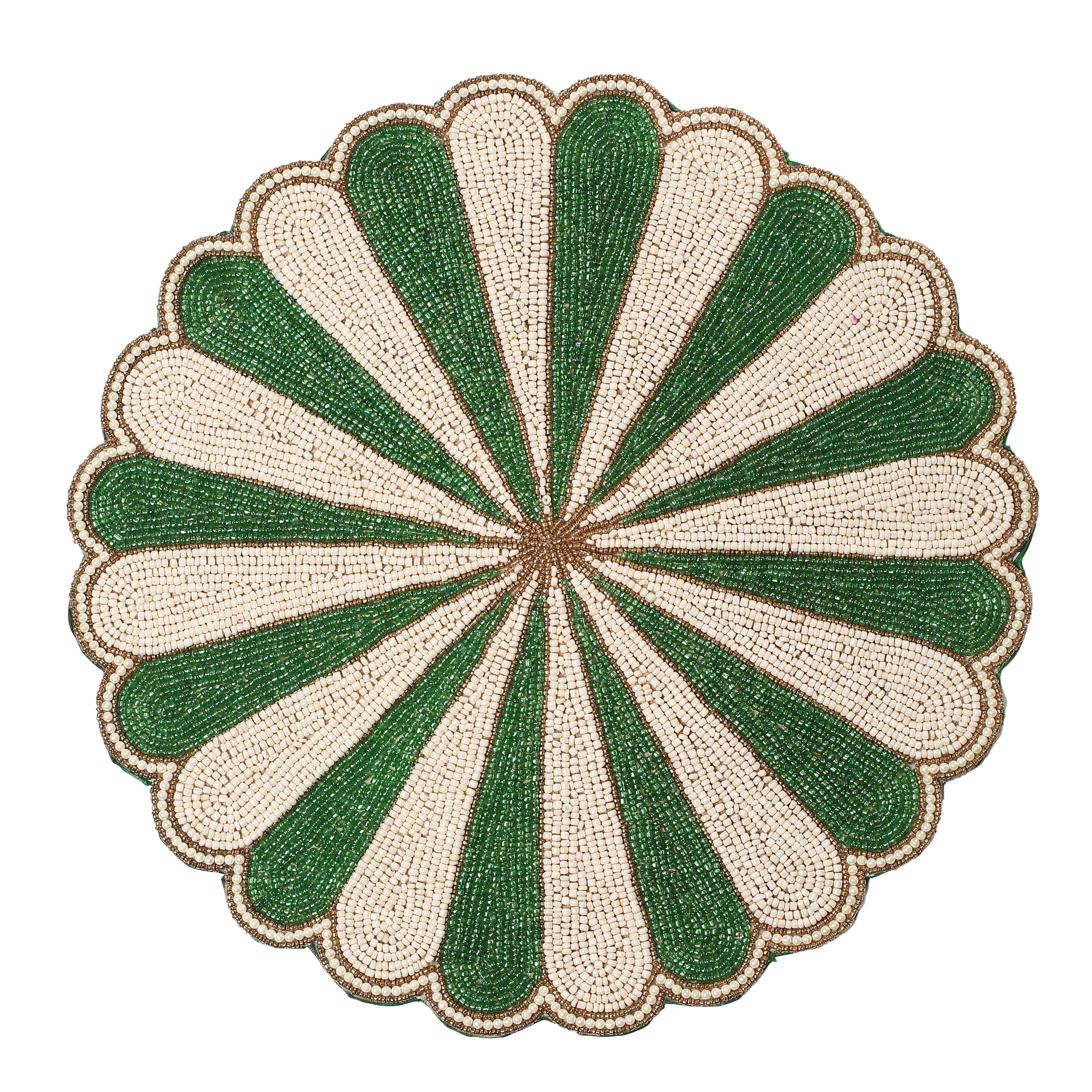 Green Floral Beaded Placemat