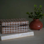 Fritz Hand Carved Plaid 6x4 Lidded Deco Wood Storage Box