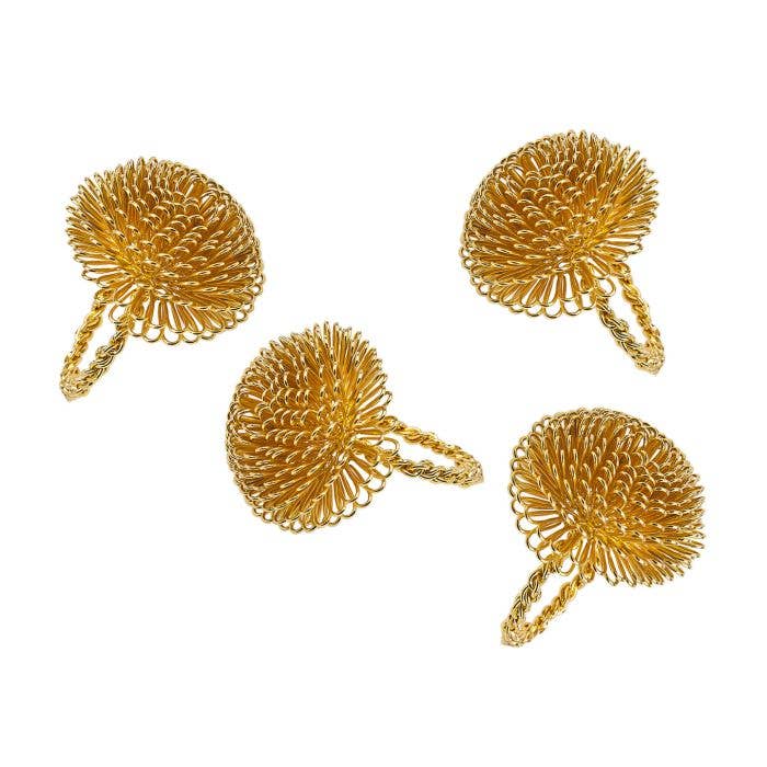 S/4 Gold Aster Napkin Rings