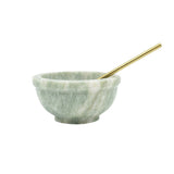 Elise Light Green Onyx Marble Bowl And Spoon Brass, Set Of 2