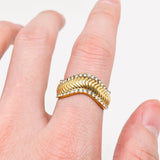Cubic Zirconia Wave-shaped 18k Gold Plated Ring - FGS