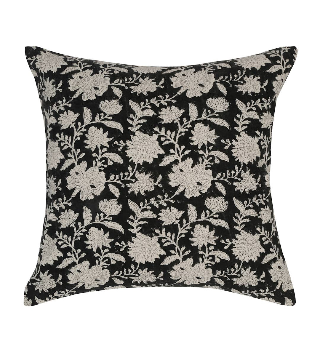 Hand block printed pillow cover with insert