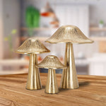 Small Ribbed Mushroom - Gold - 4"H