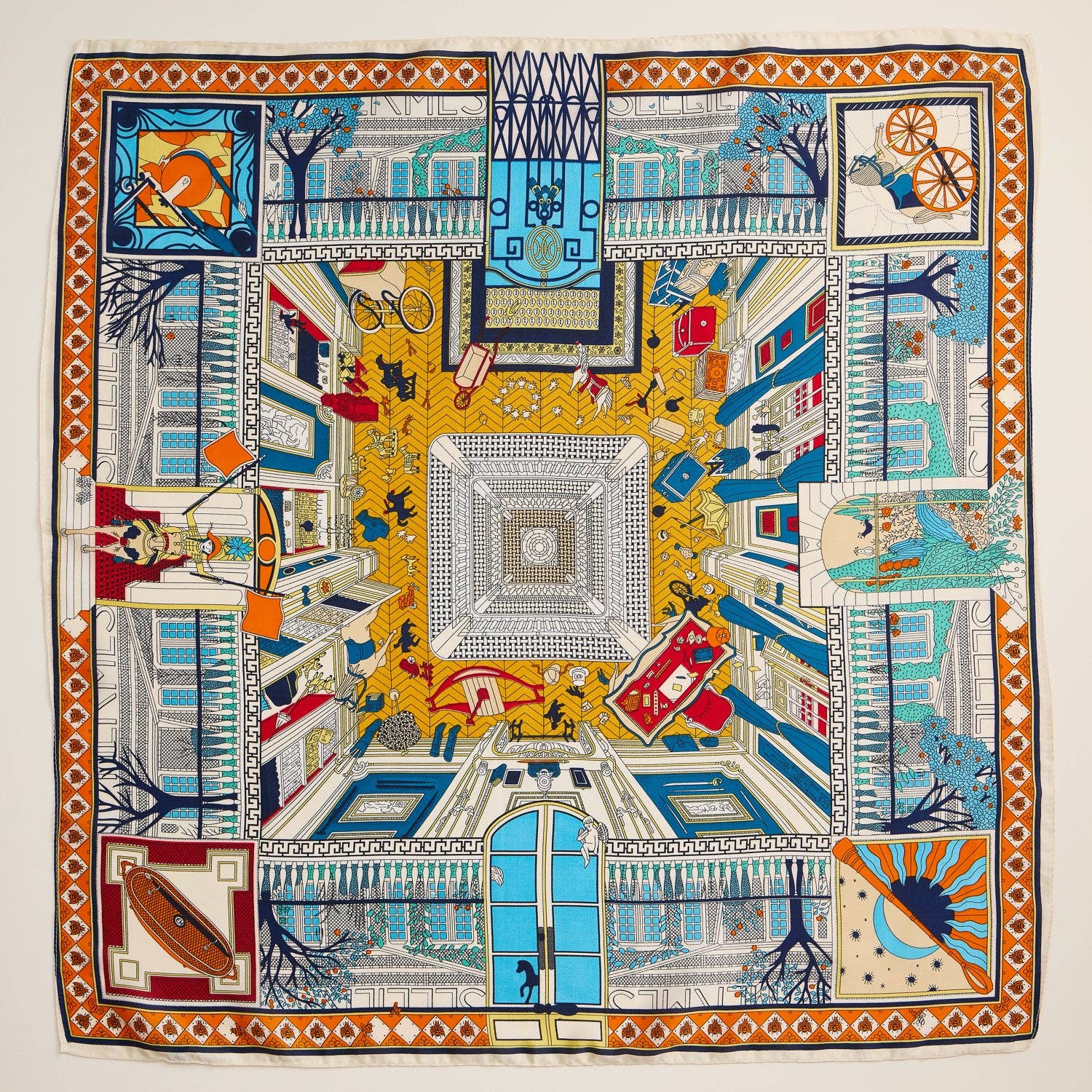 Architectural Print Silk-Feel Bold Artistic Scarf