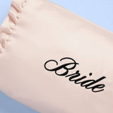 Embroidered Bride Satin Cosmetic Bag | bridal, ruffle, gift